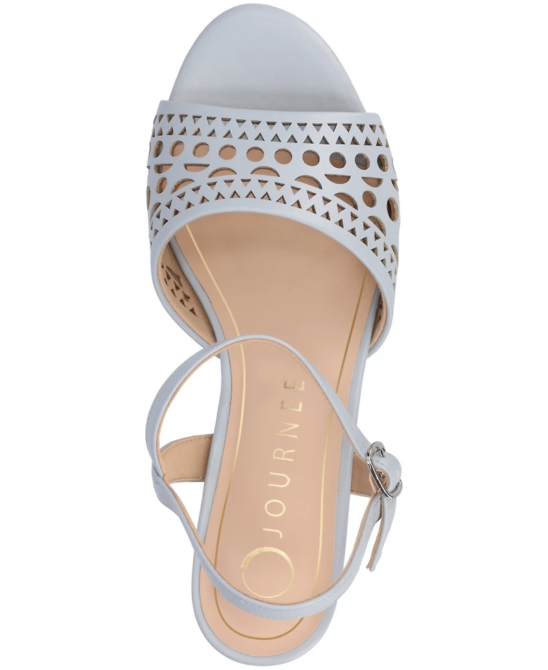 Journee Collection Women's Jessly Perforated Kitten Heel Dress Sandals