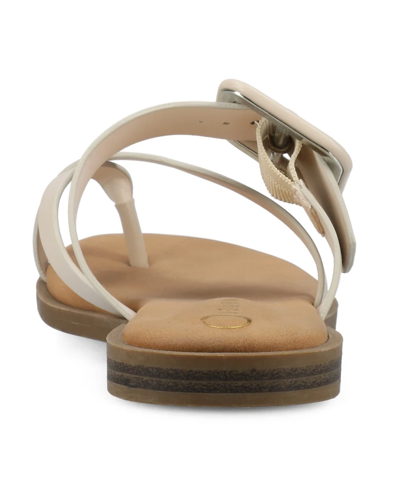 Journee Collection Women's Layra Strappy Buckle Flat Sandals