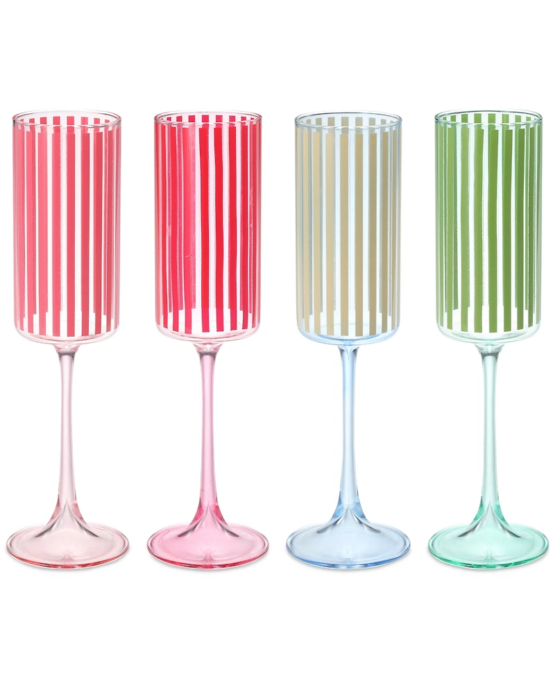Macy's Flower Show 4-Pc. Striped Champagne Flutes, Exclusively at Macy's
