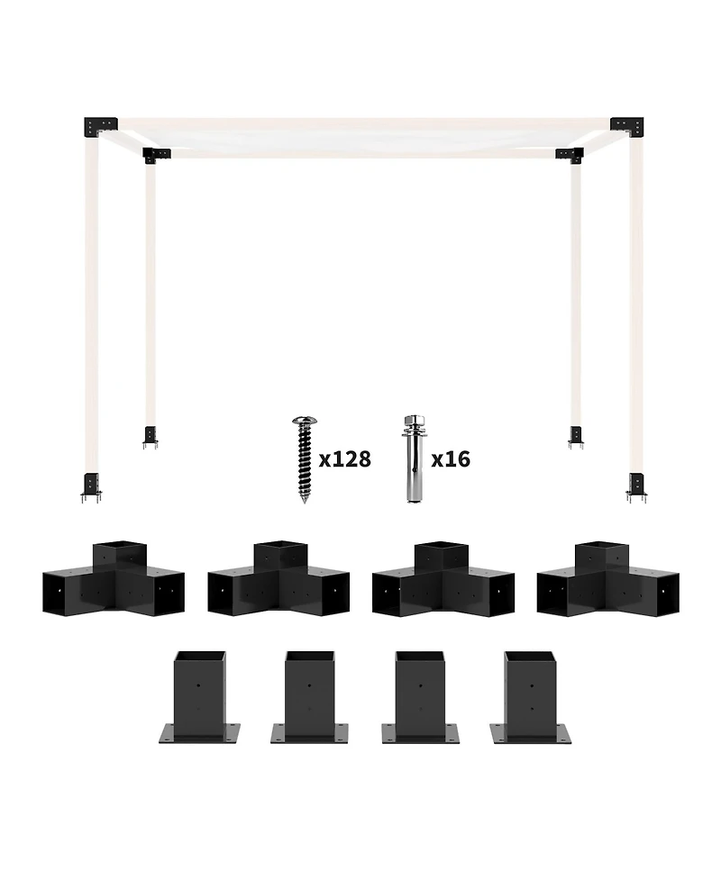 Outsunny 8PCS Pergola Kit Brackets for 4"x4" (Actual 3.6"x3.6") Lumber