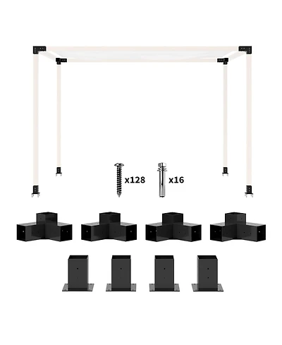 Outsunny 8PCS Pergola Kit Brackets for 4"x4" (Actual 3.6"x3.6") Lumber