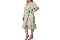 Kiyonna Plus Palermo Lace Faux Wrap Cocktail Dress