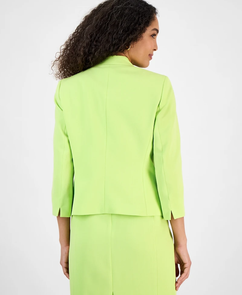 Kasper Women's Collarless Open-Front 3/4-Sleeve Jacket
