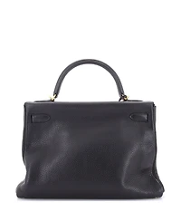 Pre-Owned HERMES Kelly 32 Handbag Black Clemence with Gold Hardware