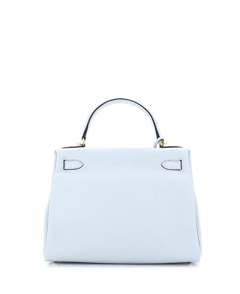 Pre-Owned HERMES Kelly 28 Handbag Blue Clemence with Gold Hardware