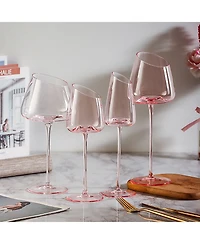 Ventray Home French Style Pink Crystal Burgundy Wine Glasses, Lead-Free Premium Champagne Glasses