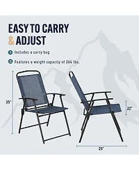 Trappers Peak 3-Piece Folding Outdoor Patio Chairs and Table, Blue