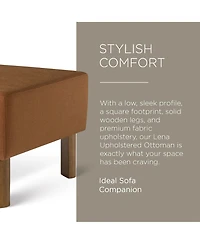 Maven Lane Lena Contemporary Upholstered Ottoman with Refined Brown Wood Finish