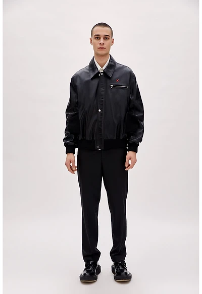 Pcfg Men's Bomber Leather Jacket