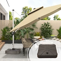 308 lbs Square Patio Umbrella Base Hdpe Cantilever Umbrella Base Water & Sand Filled Weighted Base Heavy Duty Outdoor Umbrella Base Stand