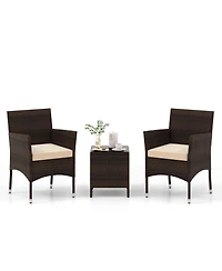 Slickblue 3-Piece Patio Conversation Set with Cushioned Seating and Stylish Glass Table