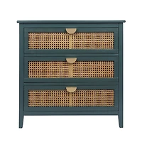 3 Drawer Storage Cabinet Rattan Dressers Chest of Drawers Entryway Cabinet Bedside Table Dresser for Bedroom Living Room
