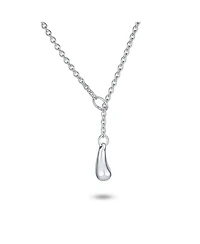Bling Jewelry Trendy Teardrop Pear Shape Lariat Pendant Y Necklace Polished .925 Sterling Silver