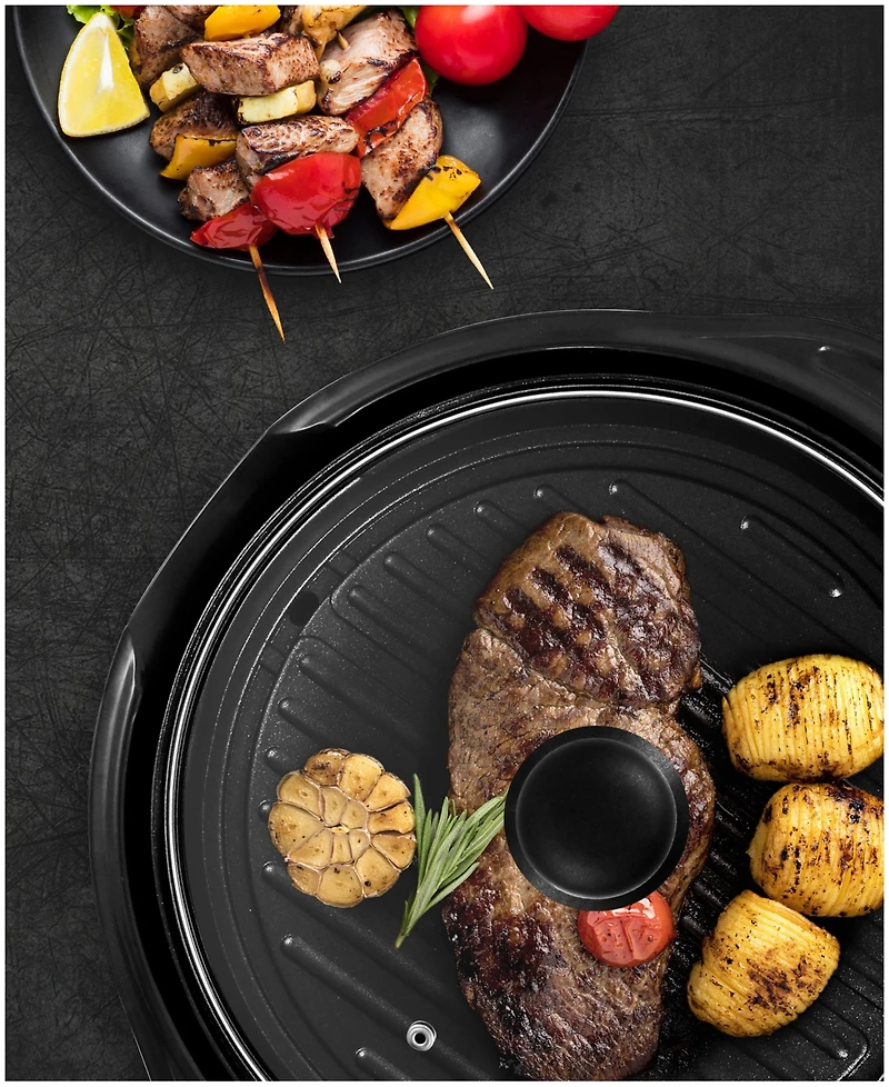 Elite Cuisine 11" Electric Indoor Grill with Tempered Glass Lid
