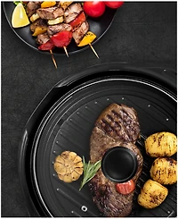 Elite Cuisine 11" Electric Indoor Grill with Tempered Glass Lid
