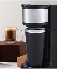 Elite Cuisine 14 oz. Personal Coffee Maker with Stainless Steel Interior Travel Mug