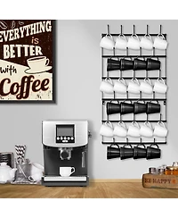 Sorbus 6-Tier Wall Mounted Metal Mug Holder Rack - Display Organizer for Coffee Mugs, Tea Cups, Mason Jars, and More - Holds 27 Mugs