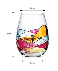 The Wine Savant Artisanal Hand Painted Stemless Wine Glasses, Set of 2