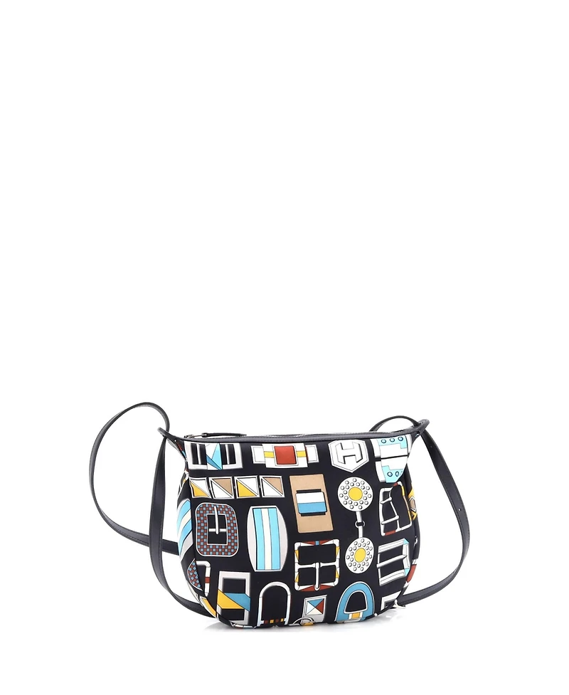 Pre-Owned HERMES Sursoie To Go Pouch Printed Silk and Leather