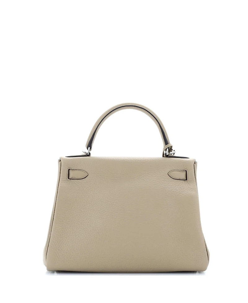 Pre-Owned HERMES Kelly 28 Handbag Brown Clemence with Palladium Hardware