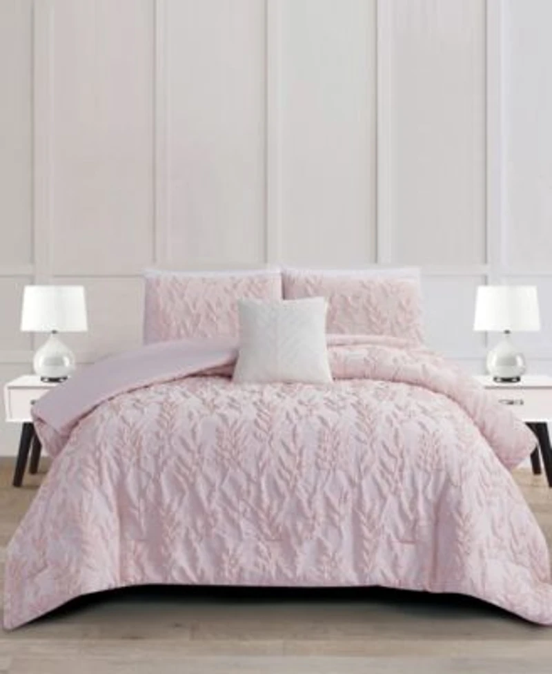 Rachel Roy Jacquard Puckered Botanical Comforter Sets