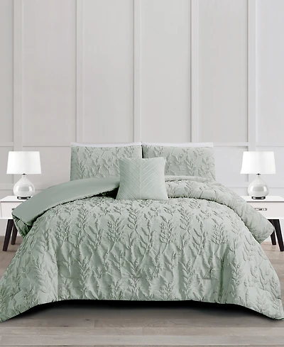 Rachel Roy Jacquard Puckered Botanical 3-Pc. Comforter Set, Twin