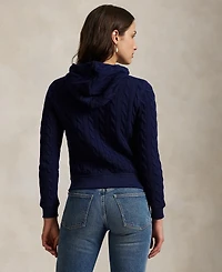 Polo Ralph Lauren Women's Cable-Knit Cotton Full-Zip Hoodie Sweater