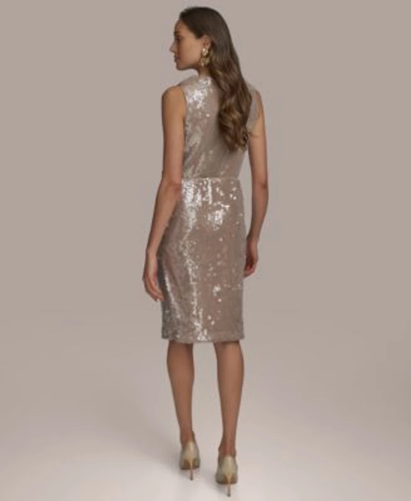 Donna Karan New York Womens Sequin Cowl Neck Top Pencil Skirt