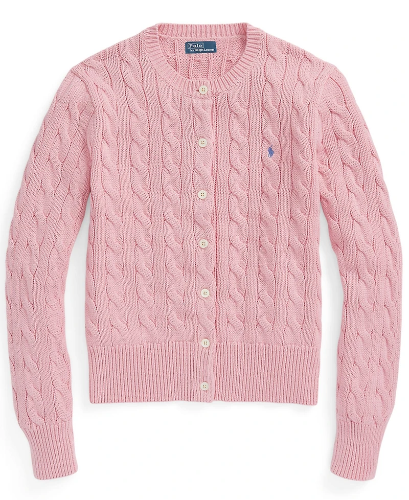 Polo Ralph Lauren Women's Cable-Knit Cotton Crewneck Cardigan Sweater
