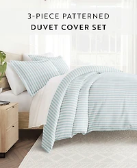 ienjoy Home Distressed Striped Pattern 3 Piece Duvet Cover Set, Full/Queen