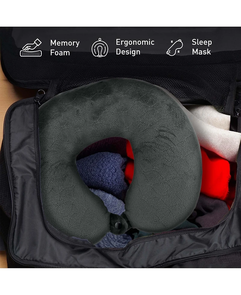 Sleep Serenity Set: Pursonic Aromatherapy Essential Oils Rollerballs, Lava Stone Bracelet, and Memory Foam Travel Pillow with Sleep Mask