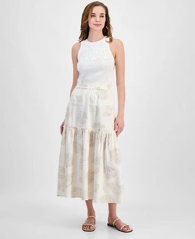 Jones New York Women's Printed Tiered Maxi Skirt