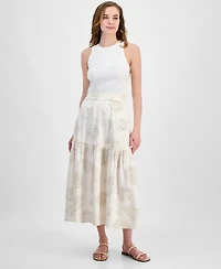 Jones New York Women's Printed Tiered Maxi Skirt