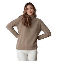LuxLined Women's Itch-Free Merino Wool Mock Neck Sweater with Soft Inner Lining