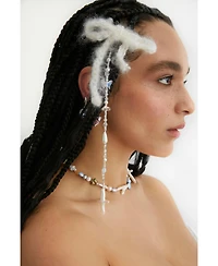 Pearl Braid In Jewelry With Cross Charm 10.2