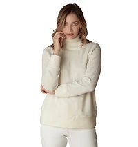 LuxLined Women's Itch-Free Merino Wool Mock Neck Sweater with Soft Inner Lining