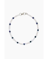 Natural Pearl Necklace With Eye Ceramic Beads 16″