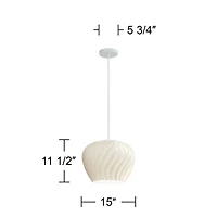 Possini Euro Design Cavelli 15" Mid Century Modern Pendant Ceiling Light Fixture Dining Room Over Table Kitchen Island Swirl White