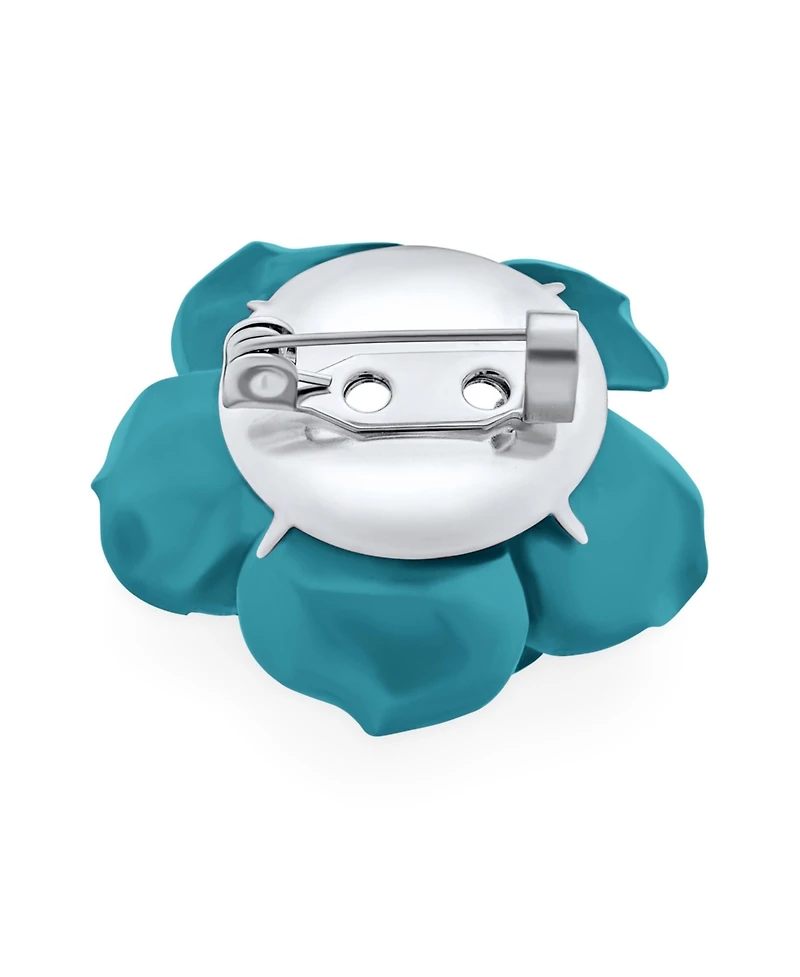 Bling Jewelry Romantic Floral Blooming 3D Carved Rose Brooche Pin Pink Blue Black White Red