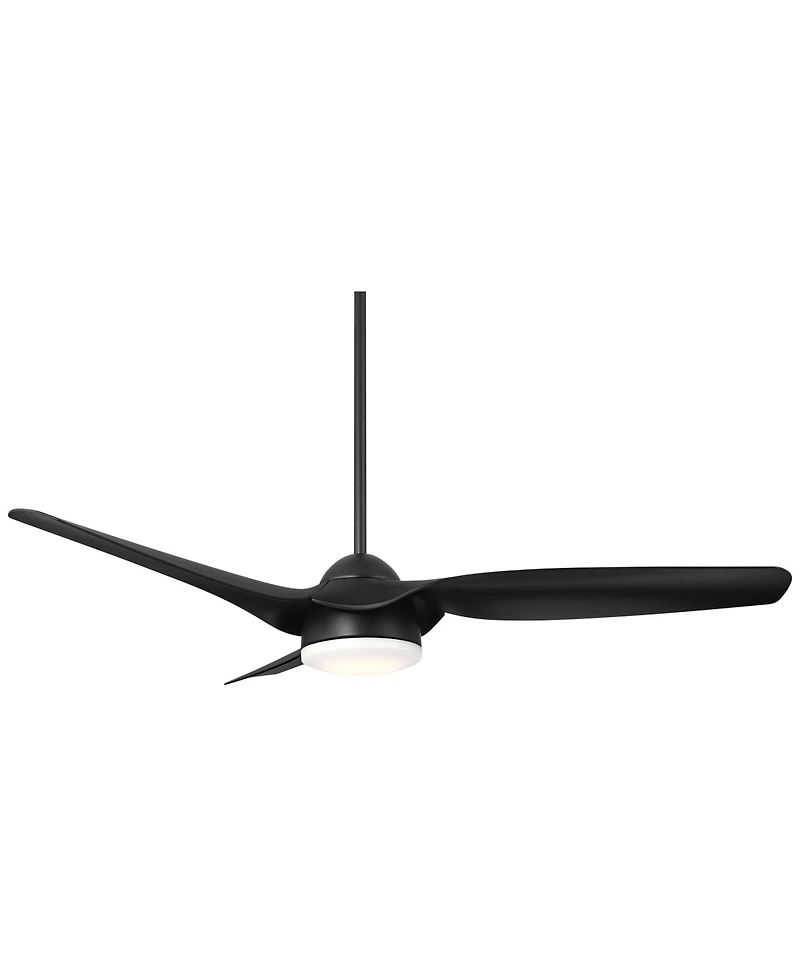 Casa Vieja 54" Sierra Modern Indoor Outdoor Ceiling Fan 3 Blade Led Light Remote Control Matte Black Finish Bedroom Damp Rated