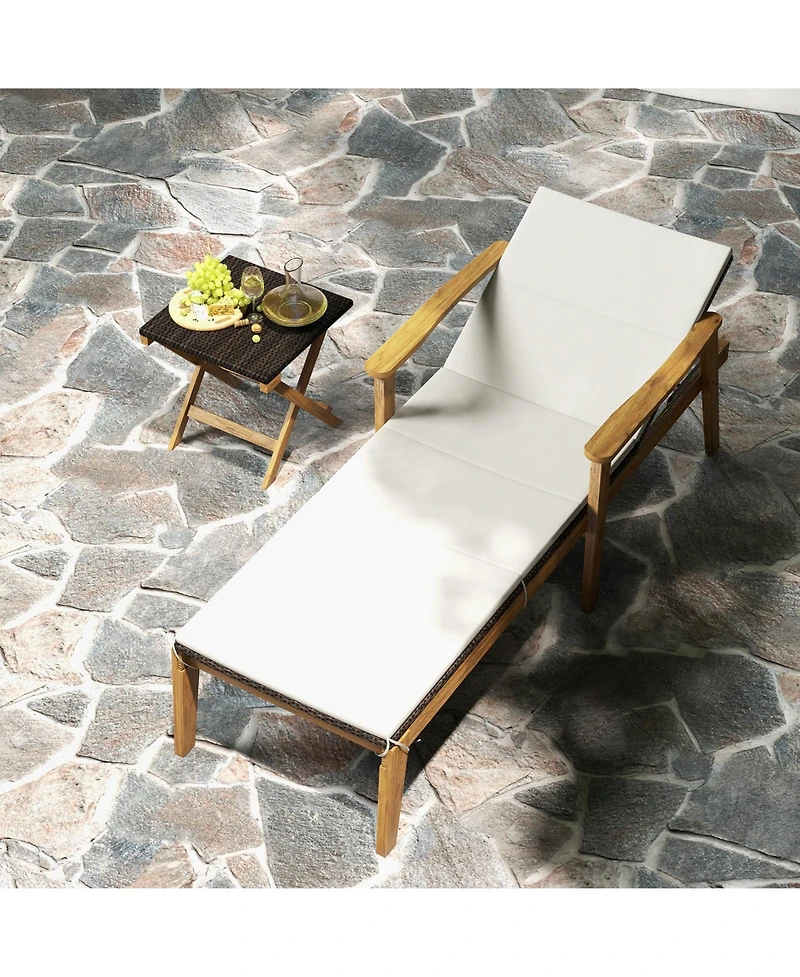 Outdoor Chaise Lounge Chair Rattan Patio Recliners with Armrests