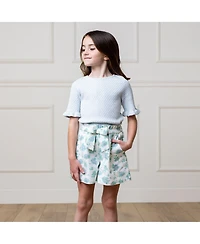 Hope & Henry Toddler Girls Pull-On Cinched Waist Linen Short