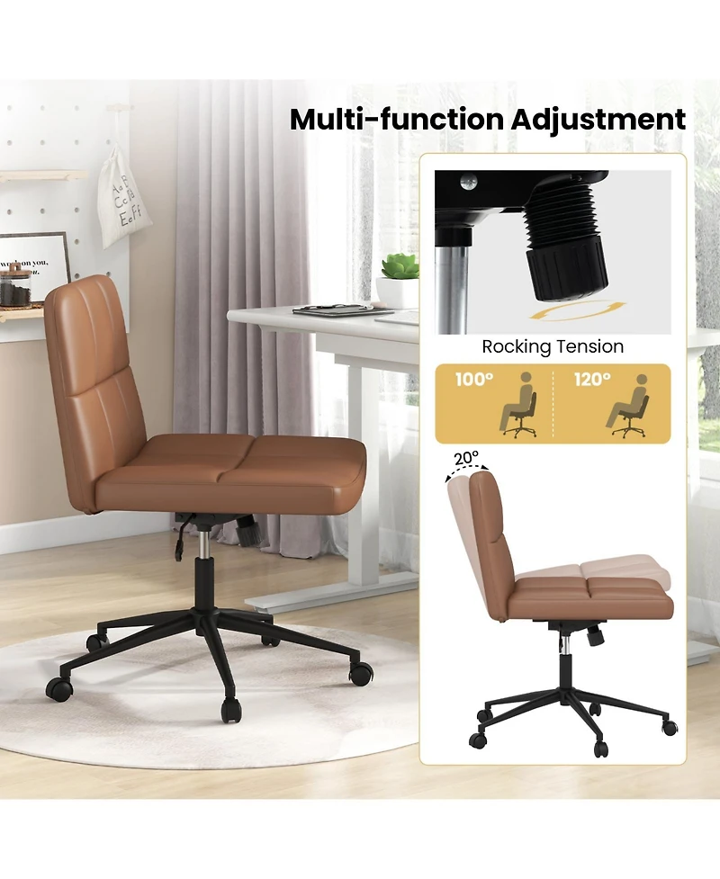 Stylish Rolling Office Chair Without Arms, Ideal for Small Home Workspaces