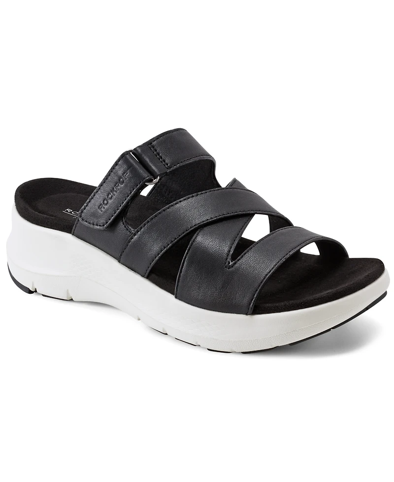Rockport Women's Qwyn Slip-On Strappy Casual Wedge Sandals