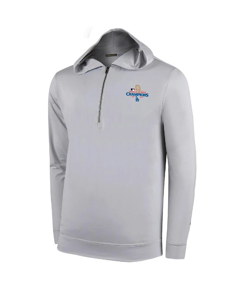 Mlb Vip Exclusive Men's White Los Angeles Dodgers 2024 World Series Champions Seabreeze Half-Zip Hoodie