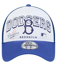 New Era Men's White Los Angeles Dodgers Retro Wordmark 9FORTY A-Frame Trucker Adjustable Hat