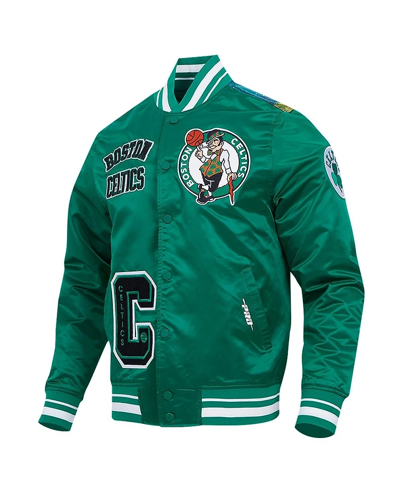 Pro Standard Men's Kelly Green Boston Celtics Sublimated Satin Full-Snap Jacket