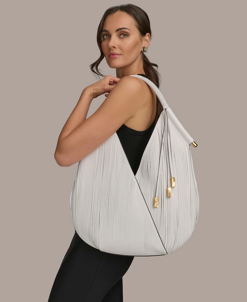 Donna Karan New York Baldwin Large Laser-cut Shoulder with Leather Wrapped Rounded Handle