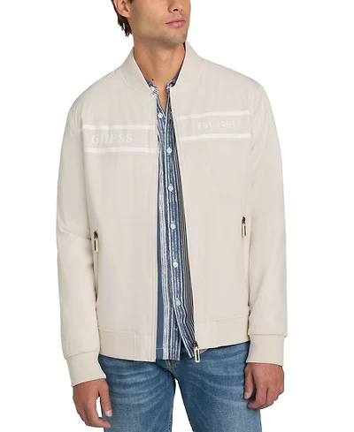Guess Men's Lightweight Logo Full-Zip Bomber Jacket