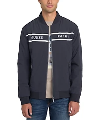 Guess Men's Lightweight Logo Full-Zip Bomber Jacket
